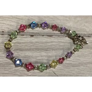 Silvertone Bracelet w/ Multicolor Beaded Texture‎